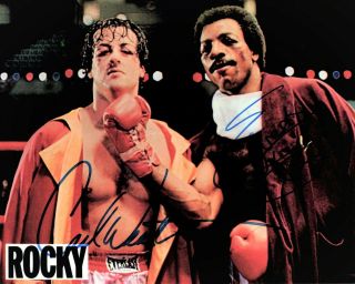 Sylvester Stallone,  Carl Weathers Signed - Autographed Rocky 8x10 Inch Photo