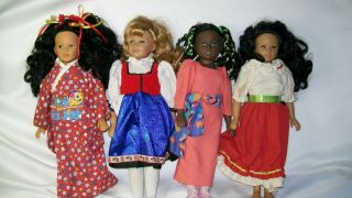 4 Unimax Dolls Of All Nations Mexico Japan Highlander African 12 "