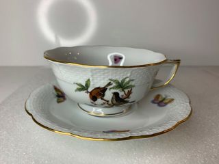 Herend Rothschild Bird Footed Tea Cup And Saucer 734