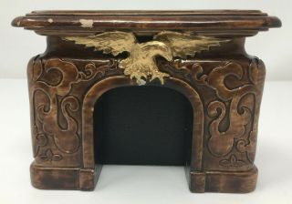 Vintage Artisan Dollhouse Miniature Fireplace With Gold Eagle