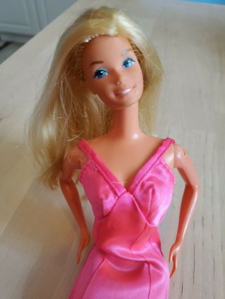 Vintage 1980s Superstar Barbie In Pink Gown Bend Leg