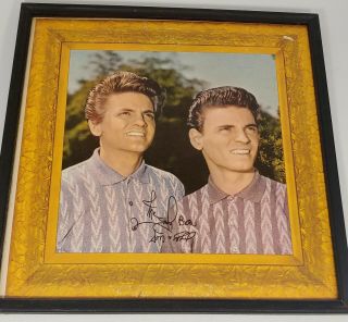 The Everly Brothers Signed Autograph " A Date With Phil & Don " Album Cover Only