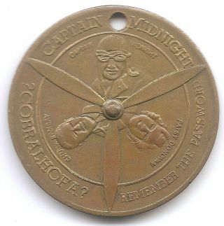 Vintage 1940 Captain Midnight Skelly Oil Medal Of Membership Spinner Token