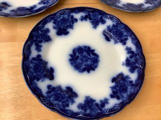 3 Antique Flow Blue Plates Circa 1880 - 1895