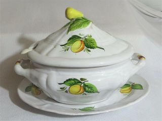 Large Cantagalli Forenze Covered Soup Tureen with Underplate & Ladle 2