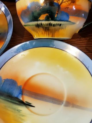 Vintage Chikaramachi Made In Japan Lusterware Tea Cups And Saucers.  Handpainted.