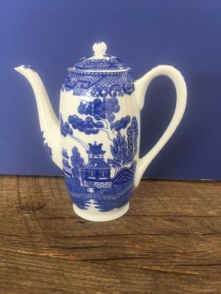 Vintage Blue Willow Slender Teapot Skinny Chocolate Coffee Pot