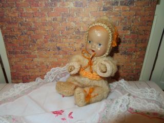 Antique Vintage Composition BABY Doll Strung 8 