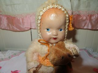 Antique Vintage Composition BABY Doll Strung 8 