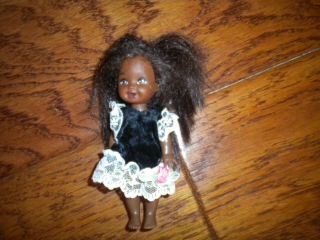 Vintage 1994 Mattel Barbie Doll Black Hair African American Brown Eyes 4 1/2 "