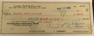 George A.  Romero Signed Production Check 