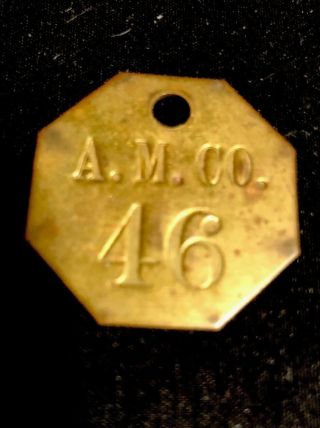 Vintage Brass Tool Check Tag: A.  M.  Co 46