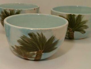 Tabletops Gallery Baja Palm Hand Painted Ceramic Bowls Set Of 4 Tropical