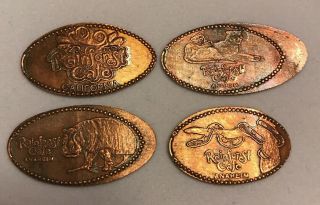 Set Of (4) Rainforest Cafe Anaheim Pressed Elongated Pennies Retired