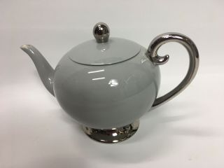 Vintage Flintridge China Gray And Silver Teapot Made In California Usa