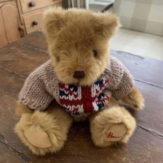 Harrods United Kingdom Teddy Bear W Uk Flag Sweater Euc