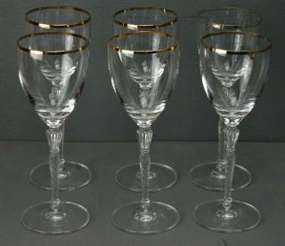 6 Royal Doulton Oxford Gold Rimmed Wine Glasses