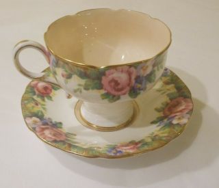 Paragon Tapestry Rose Corset Shape Cup And Saucer Double Warrant England