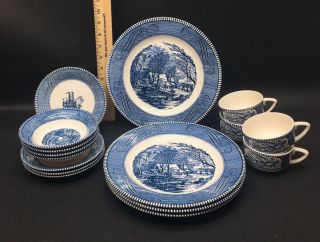 Royal China Currier And Ives The Old Grist Mill - 16 Piece Place Setting