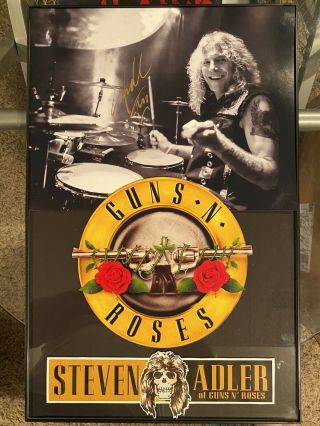 Guns N Roses Steven Adler Framed Signed Photo.
