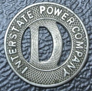 Vtg.  Interstate Power Company Dubuque,  Iowa Transit Token - Good For One Fare