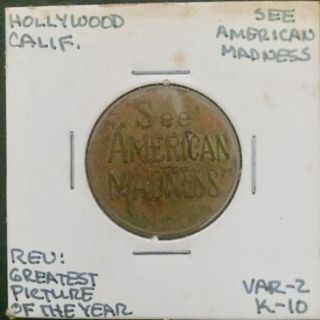 (1932) Hollywood Movie Advertising Token - American Madness (variety - 2)