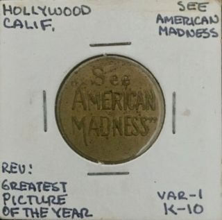 (1932) Hollywood Movie Advertising Token - American Madness (variety - 1)