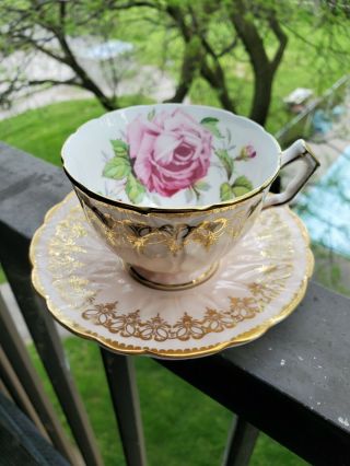 Stunning Aynsley Teacup And Saucer Aynsley Cabbage Rose Teacup Set