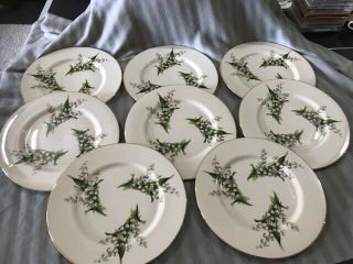 Vintage Lily Of The Valley Fine Arts Lg.  10.  5 " Plates Set Of 8 For 54.  99