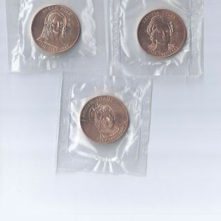 3 U S Bronze Coins Of Presidents Wife In Package