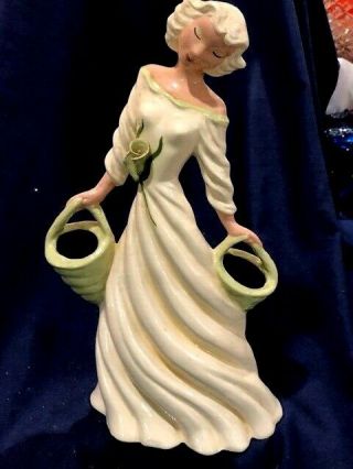Large 13 1/2 In Hedi Schoop Hollywood Ca Pottery Figurine Blonde Calla Lilly