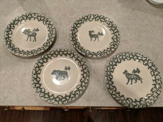 4 Tienshan Folk Craft North Country Dinner Plates Moose,  Elk,  Bear,  Wolf