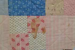 antique early quilt piece blue red handmade patchwork doll bed 19thc 1800 3