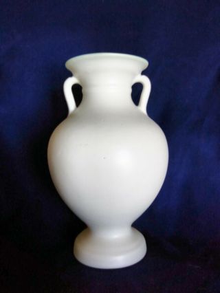 Coors Pottery Vase 7 " White W/aqua (evergreen) Art Deco