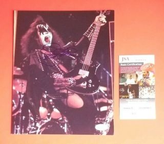 Kiss - Gene Simmons Signed 8x10 Color Photo Certified Authentic With Jsa Psa