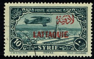 Latakia Scott C7 Ten Piasters 1931 - 1933 Issue Airmail Stamp