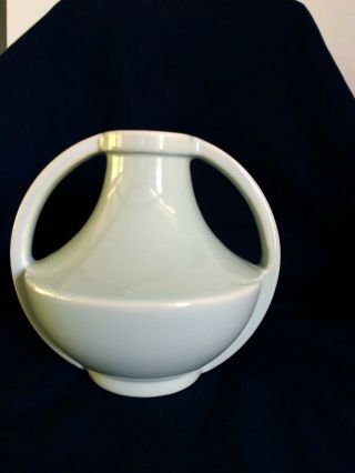 Coors Pottery Vase 6 " Glazed Aqua W/white (golden) Art Deco