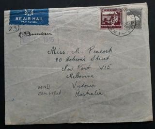 Rare 1941 Palestine Censor Cover Ties 2 Stamps Div Supply Hq Po Cancel
