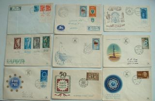 9 X 1950s Israel Postal / Fdc Covers With Commemmorative Stamps