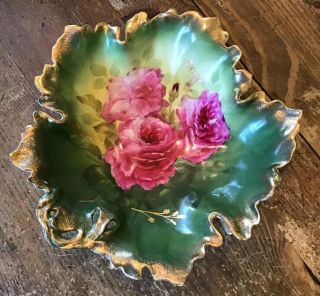 Gorgeous Antique P.  T.  Germany Made For Wheelock Roses Floral Decorative Pc See 3
