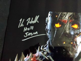KANE HODDER & TOM SAVINI Signed Hell Jason 10x13 PHOTO F13th Game BECKETT 2