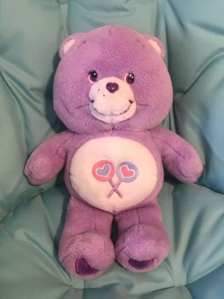 Care Bears Share Bear Plush 8 " 2002 Play Along Tcfc Purple Bear Lollipops
