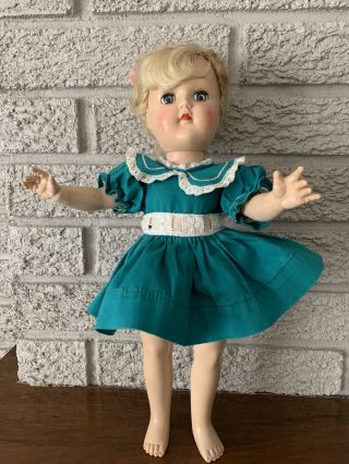1950s Ideal Toni Doll,  P - 90 Blond Blue Eyes W Dress & Panties Attached Slip