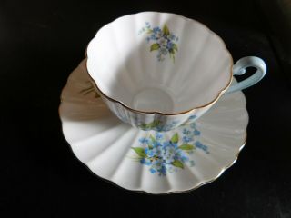 Shelley Teacup And Saucer Forget Me Not 2399 Ludlow Gold Trim