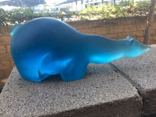 Mid Century Sascha Brastoff Ocean Blue Resin Polar Bear Sculpture Figurine 10 "