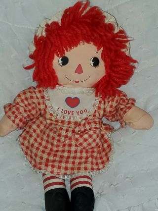 Vintage Raggedy Ann Doll - Knickerbocker Bedtime I Love You 14 " Plush Doll