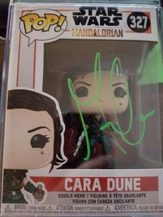 Gina Carano Signed Funko Pop Star Wars The Mandalorian Cara Dune Pic Proof
