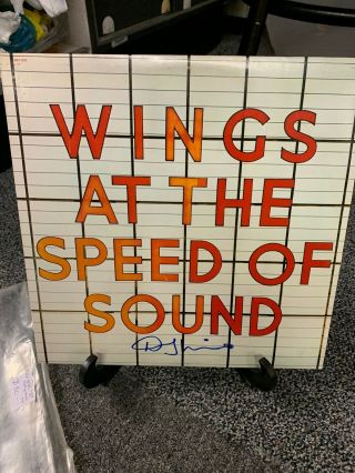 Wings “at The Speed Of Sound” Signed Autographed By Denny Laine Lp Vinyl Jsa