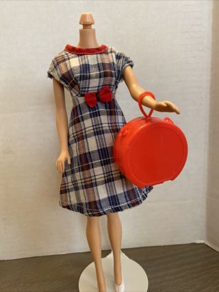 Vintage Barbie Clone Outfit Maddie Mod Peggy Red White Blue Plaid Dress 1960’s