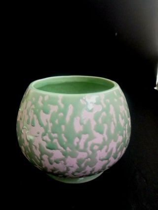Vintage Mccoy Usa Floral Planter Bowl Art Pottery Barcade Green & Pink Preppy
